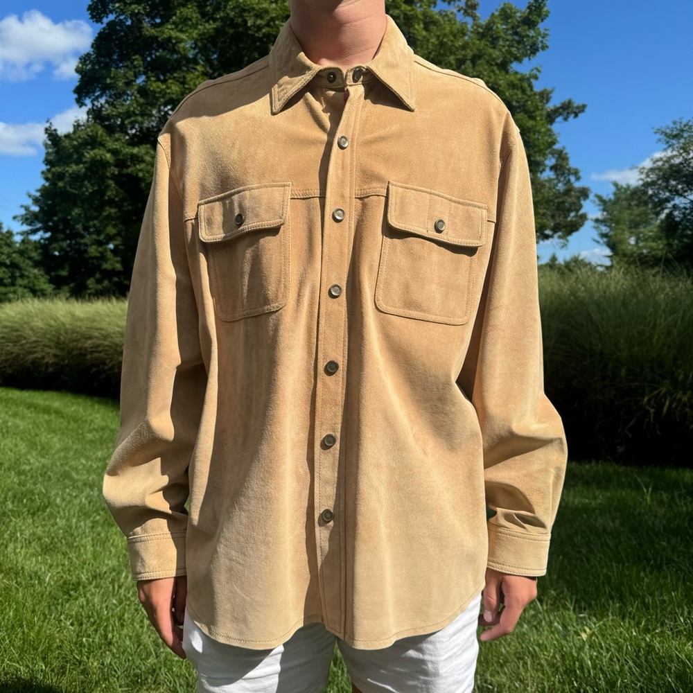 Seattle Suede Washable Eddie Bauer snap front MENS shirt. NEVER WORN. Oversized